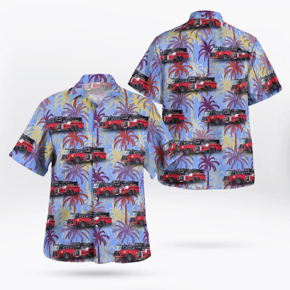 Webster, New York, West Webster Fire District Hawaiian Shirt - Gifts For Firefighters In Webster, NY