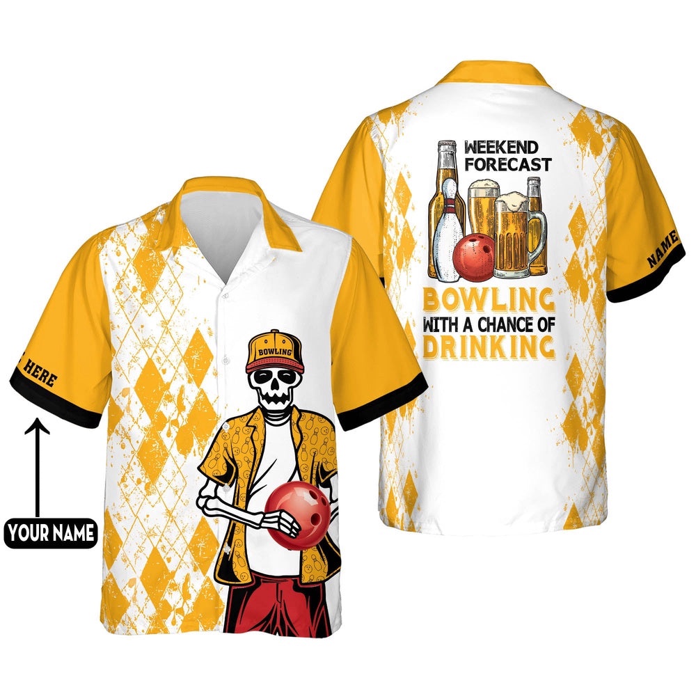 Weekend Forecast Custom Bowling Shirt, Custom Team Bowling Hawaiian Shirt