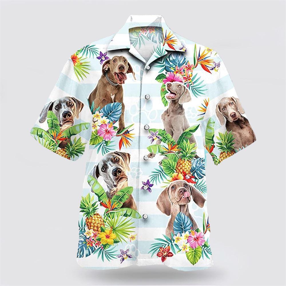 Weimaraner Dog Pineapple Flower Pattern Hawaiian Shirt - Dog Lover Hawaiian Shirts