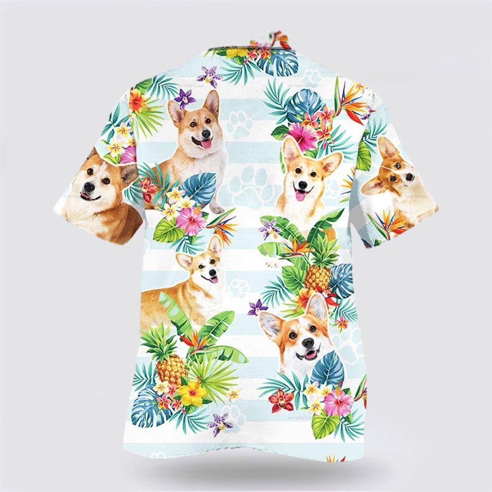 Welsh Corgi Dog Pineapple Flower Pattern Hawaiian Shirt - Dog Lover Hawaiian Shirts