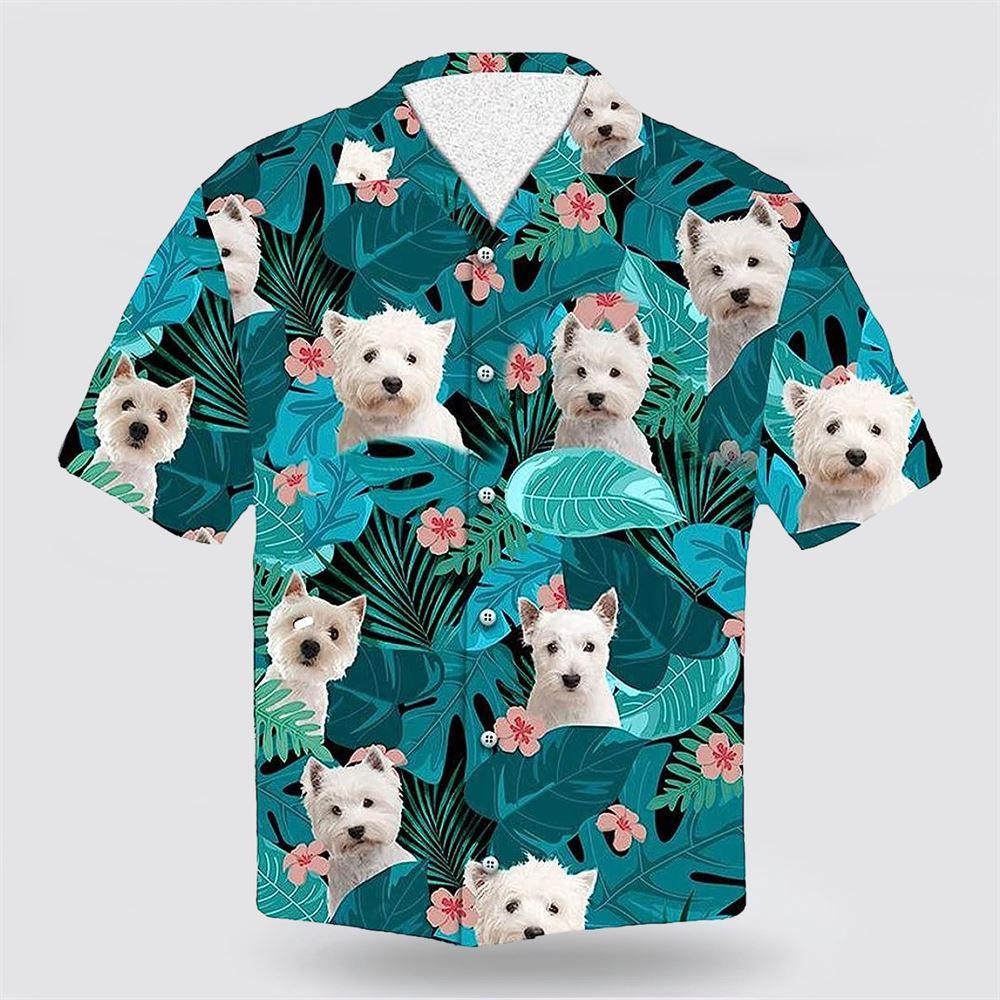 Westie Dog On The Green Tropic Background Hawaiian Shirt - Pet Lover Hawaiian Shirts