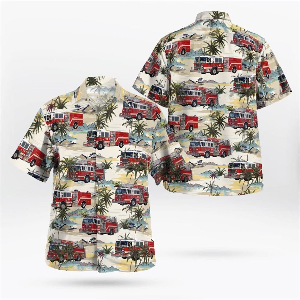 White Plains, New York, North White Plains Fire Company No.1 Hawaiian Shirt - Gifts For Firefighters In White Plains, NY