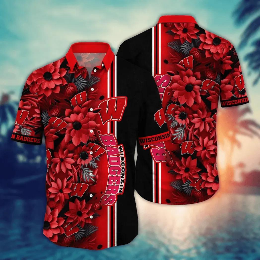 Wisconsin Badgers NCAA Flower Aloha Hawaiian Shirt 3, NCAA Hawaiian Shirt