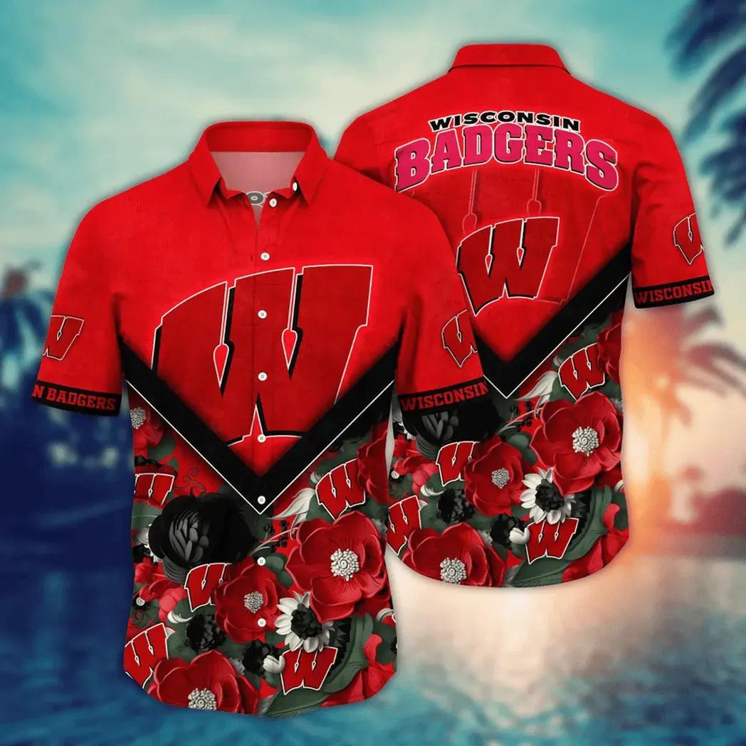 Wisconsin Badgers NCAA Flower Aloha Hawaiian Shirt 5, NCAA Hawaiian Shirt