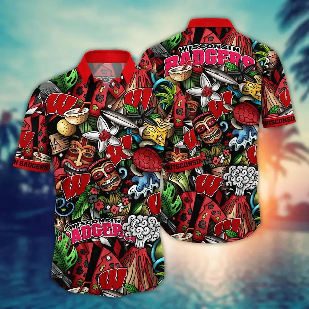 Wisconsin Badgers NCAA Flower Aloha Hawaiian Shirt 6, NCAA Hawaiian Shirt