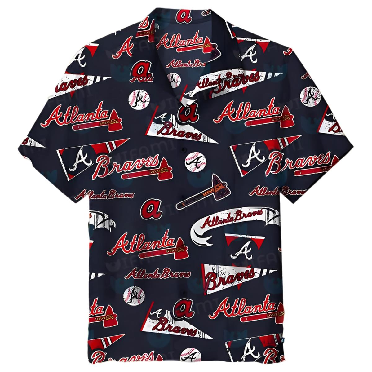 Women Atlanta Braves Hawaiian Shirt Hibiscus Logo Pattern