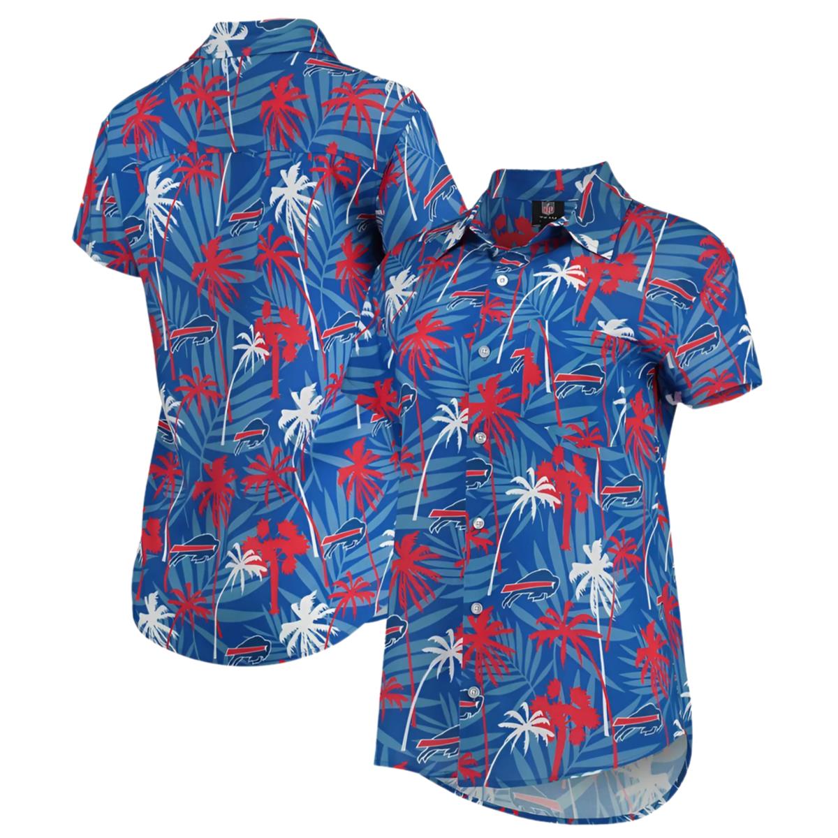 Womens Buffalo Bills Hawaiian Shirt Royal Floral Harmonic
