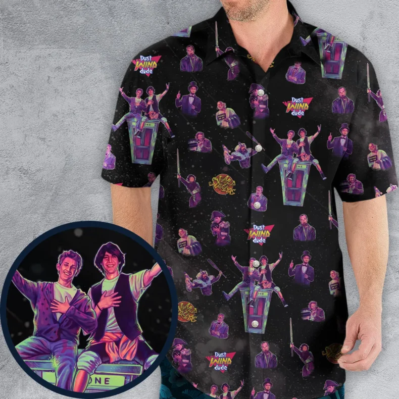 Wyld Stallyns Bill and Ted's Excellent Adventure Character Hawaiian Shirt