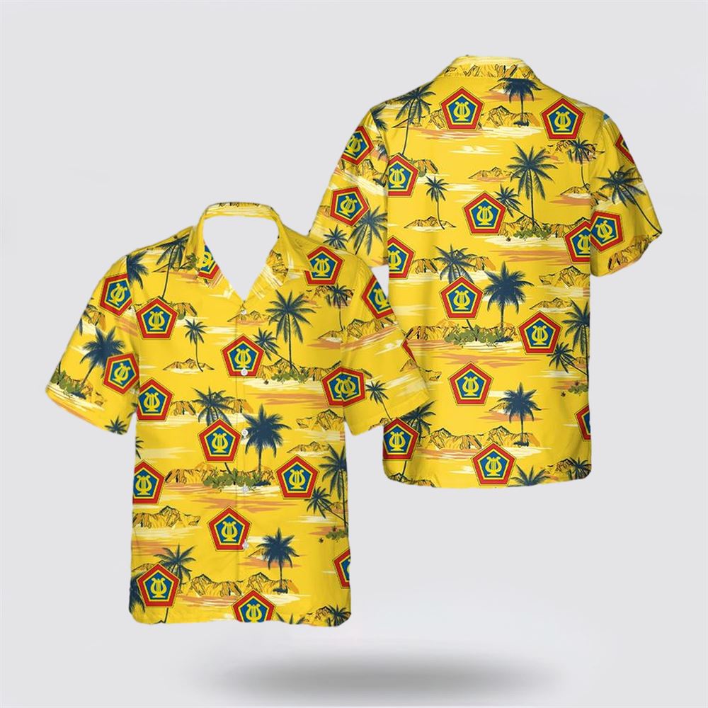 Yellow US Army Field Band Hawaiian Shirt - Gift For Military Personnel