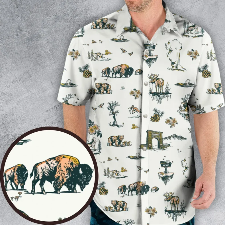 Yellowstone National Park Pattern Hawaiian Shirt