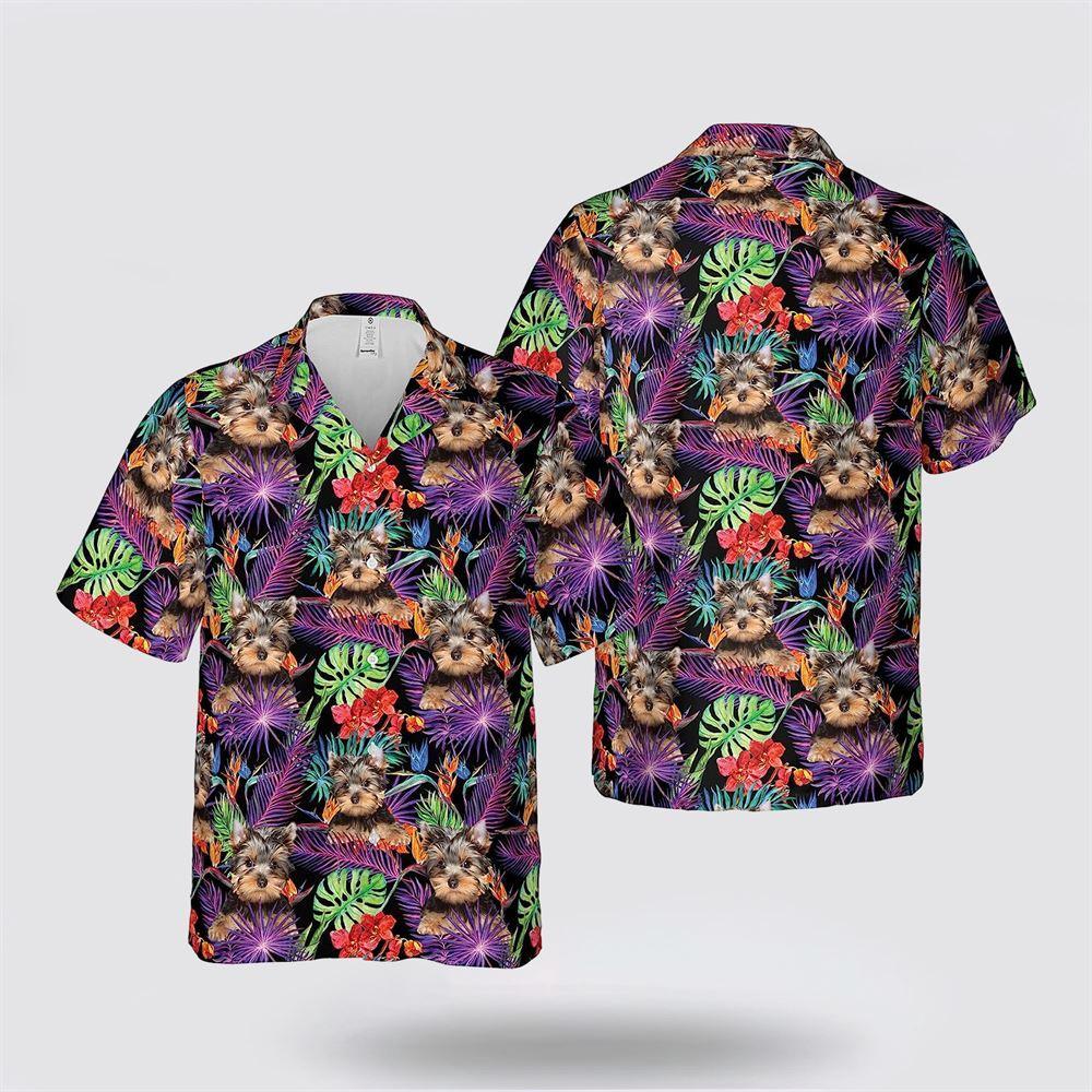 Yorkshire Terrier Dog On The Tropic Background Hawaiin Shirt - Gift For Pet Lover