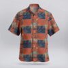 BebeAloha Abstract Geometric Sunset Orange & Navy Blue Hawaiian Shirt – Short Sleeve Button Down